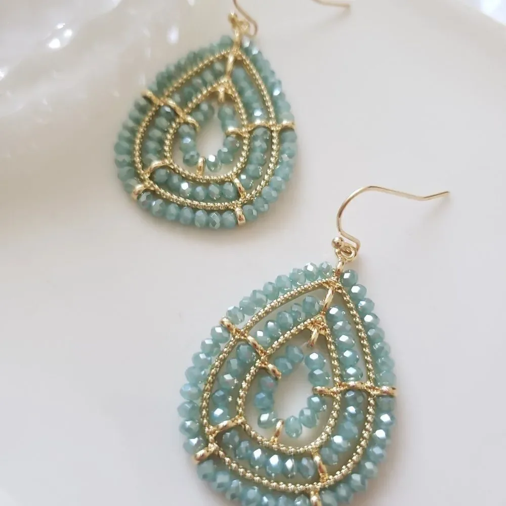 New! FP Glass Stones Dangle Earrings - Picture 3 of 12